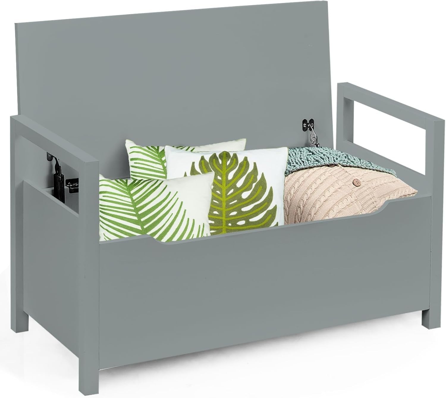Grey Shoe Bench with Flip-Up Seat & Hidden Storage Hallway Chest 86x38x49cm