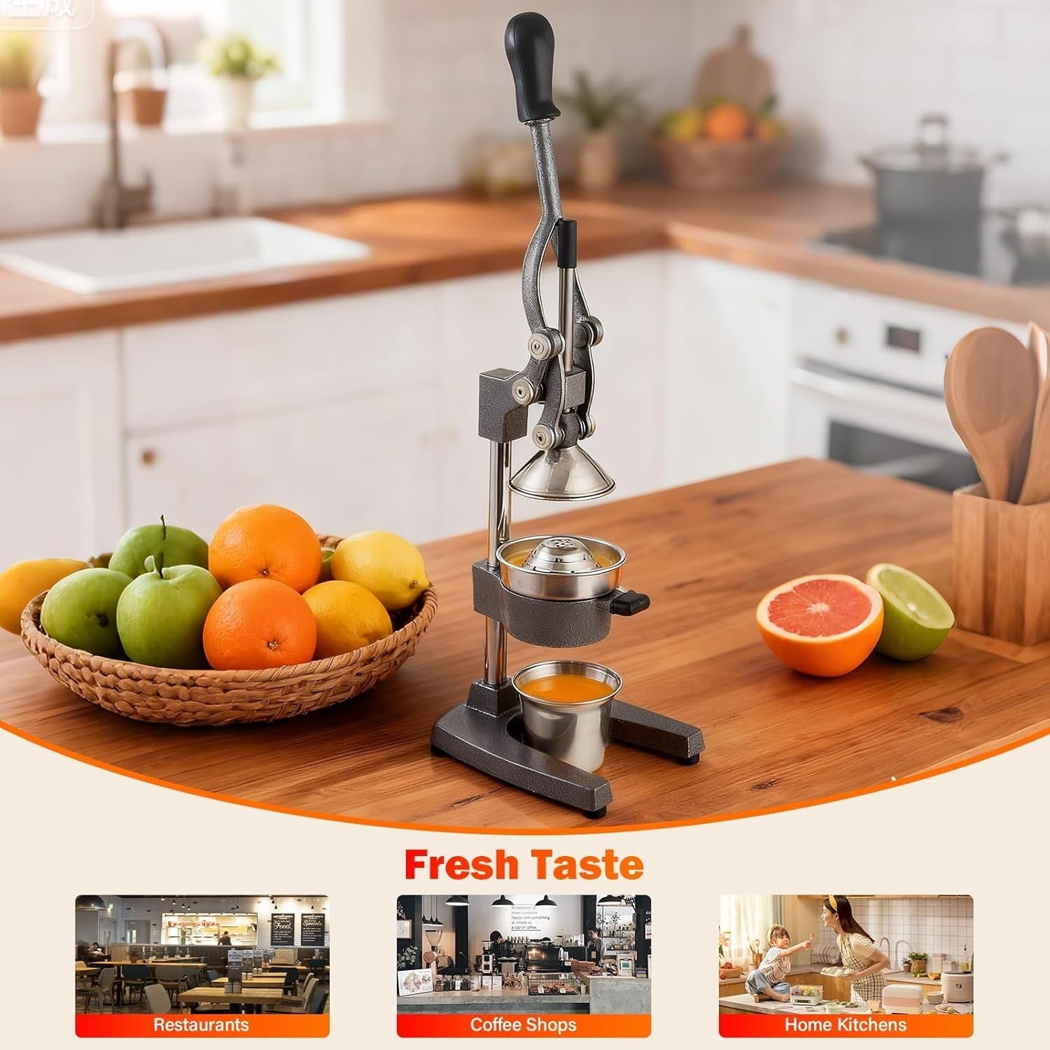 Heavy Duty Hand Citrus Press Cast Iron High Yield Professional Juicer