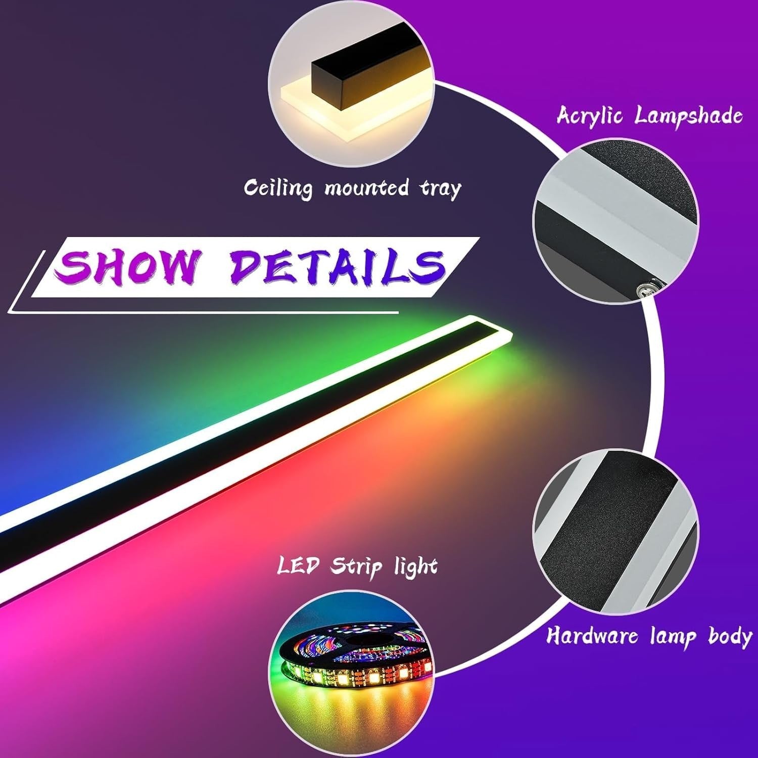 RGB Outdoor Wall Light 120CM Color-Changing Waterproof LED Strip