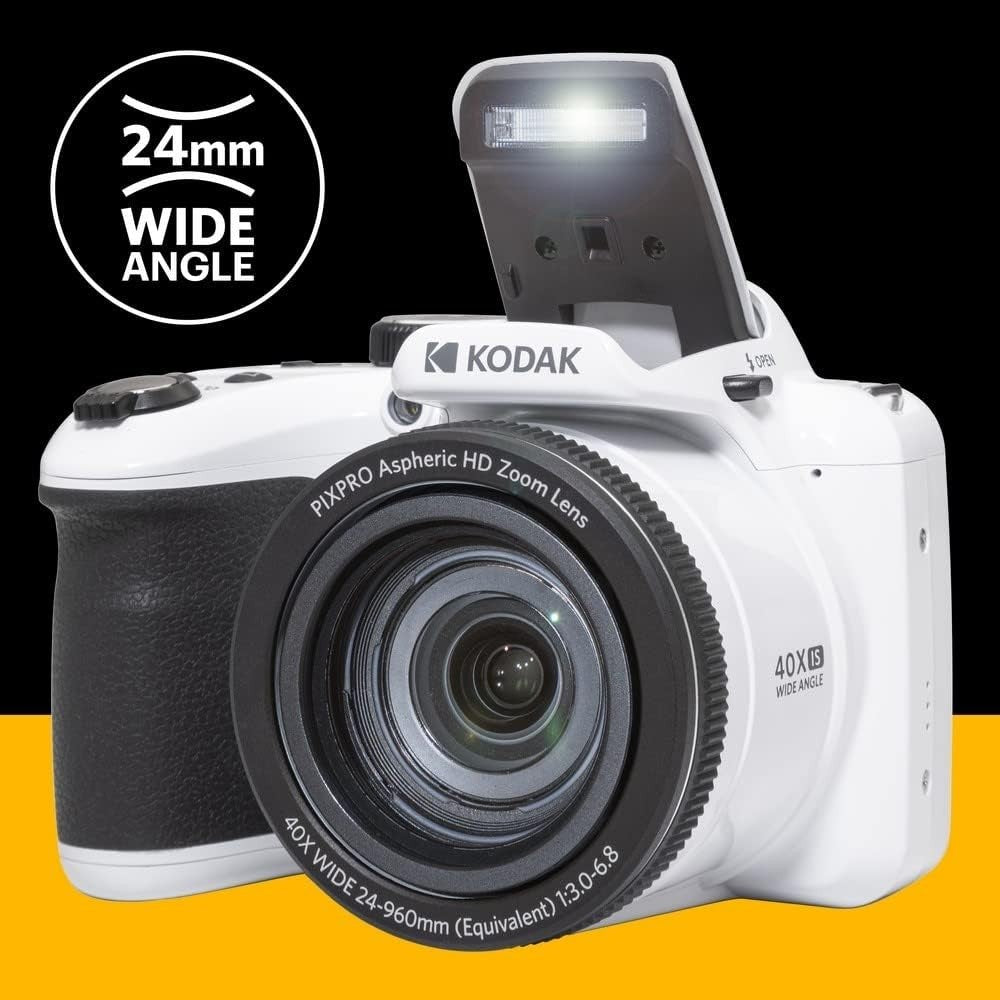 20MP Digital Bridge Camera 40X Zoom 32GB SD Card Full HD White