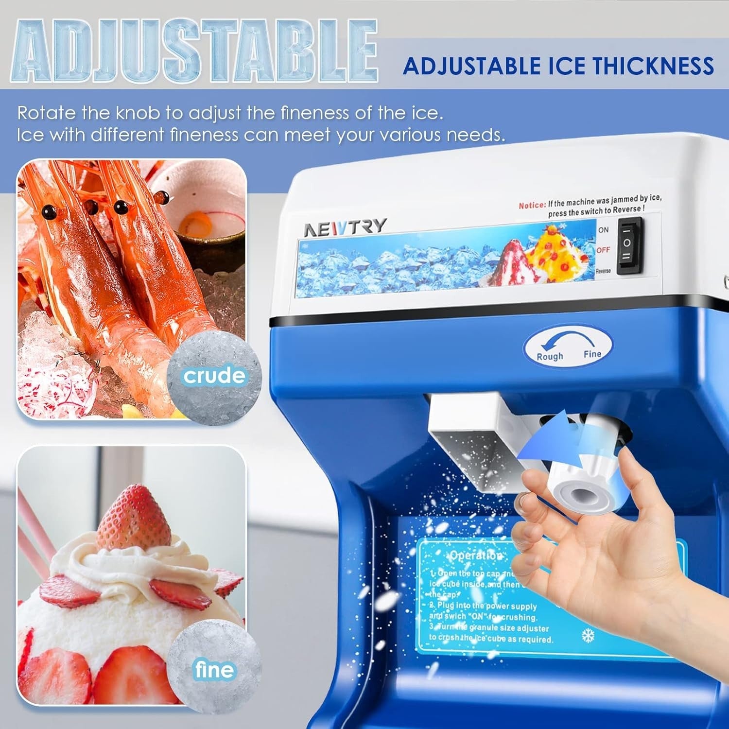 Commercial Ice Shaver Snow Cone Machine Electric 250W High Output 260lb/hr