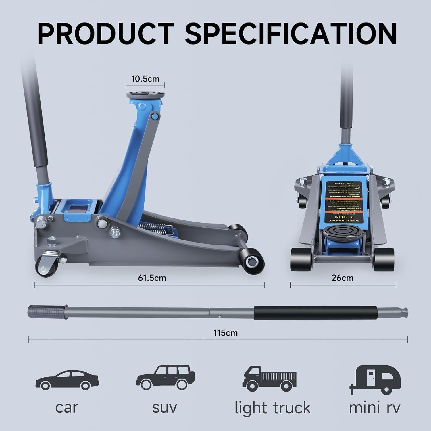 3 Ton Low Profile Hydraulic Floor Jack Aluminum Steel Fast Lift Car SUV 6600lbs