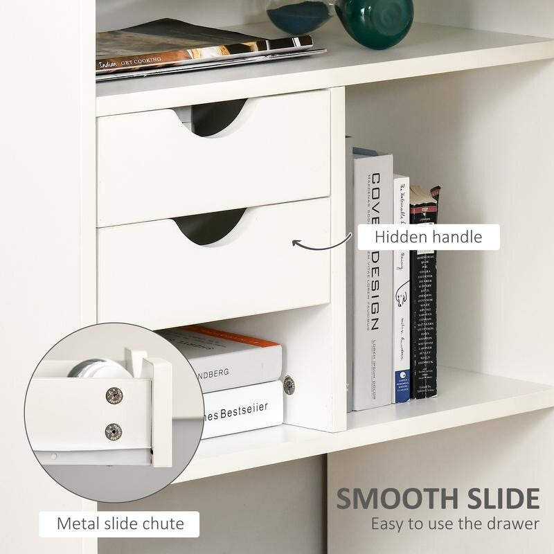 White L-Shaped Computer Desk with Drawers & Storage – Corner Office Table
