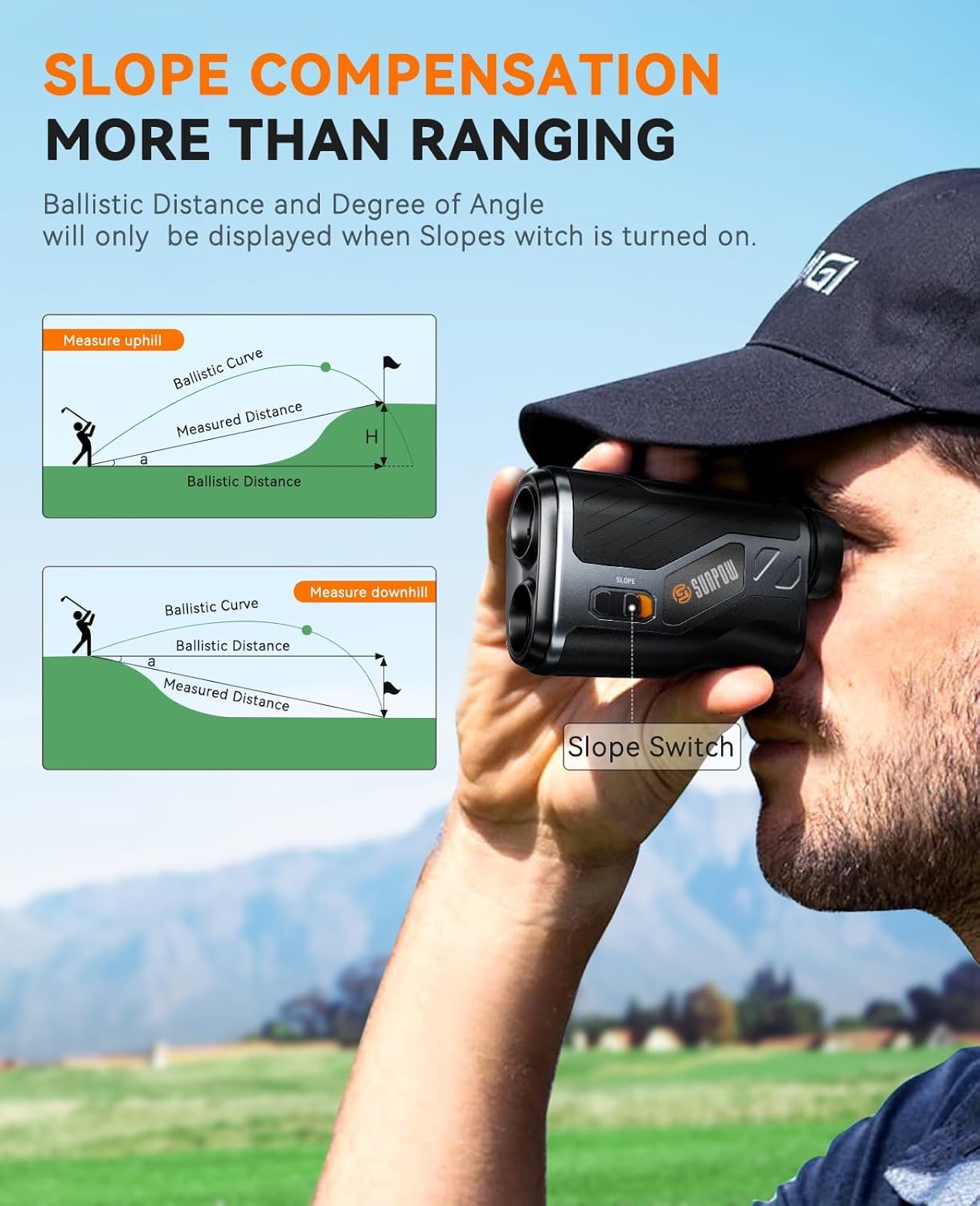 Golf Range Finder 1200 Yards Slope Vibration Rechargeable