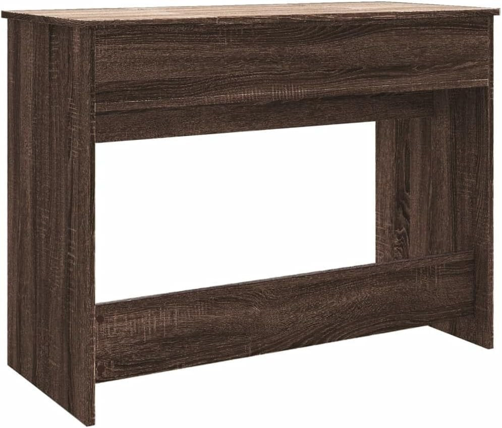 Brown Oak Dressing Table Vanity Desk with Mirror Makeup Storage Engineered Wood
