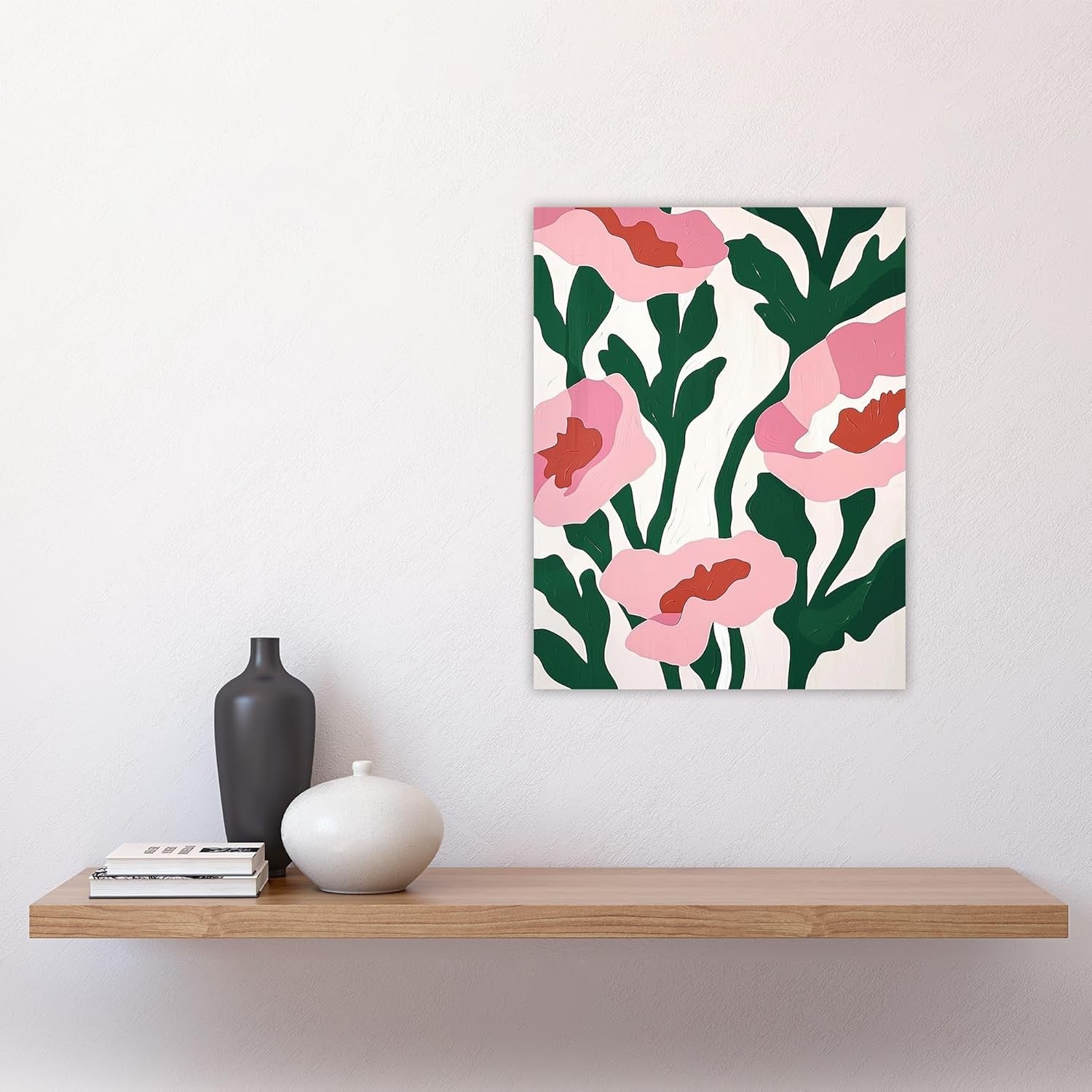 Abstract Flower Wall Art Pink Green Unframed Modern Home Decor