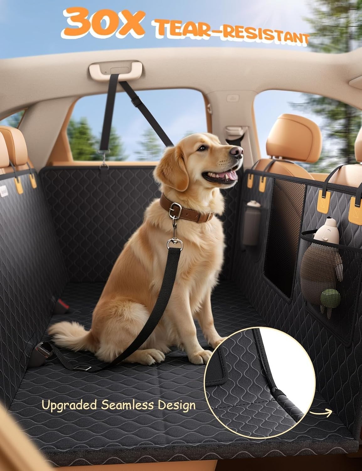XL Dog Car Seat Cover Hard Bottom Hammock Waterproof SUV Truck 430lb