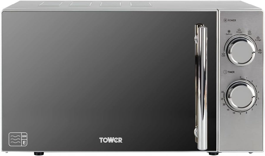 20L Microwave 800W Manual 5 Power Levels 30 Min Timer Silver
