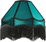 Victorian Empire Velvet Lampshade Emerald Green Black Tassel 40cm