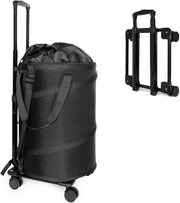 Large Rolling Laundry Hamper with Wheels Pop Up Clothes Basket Trolley Bag Black