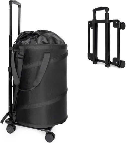 Large Rolling Laundry Hamper with Wheels Pop Up Clothes Basket Trolley Bag Black