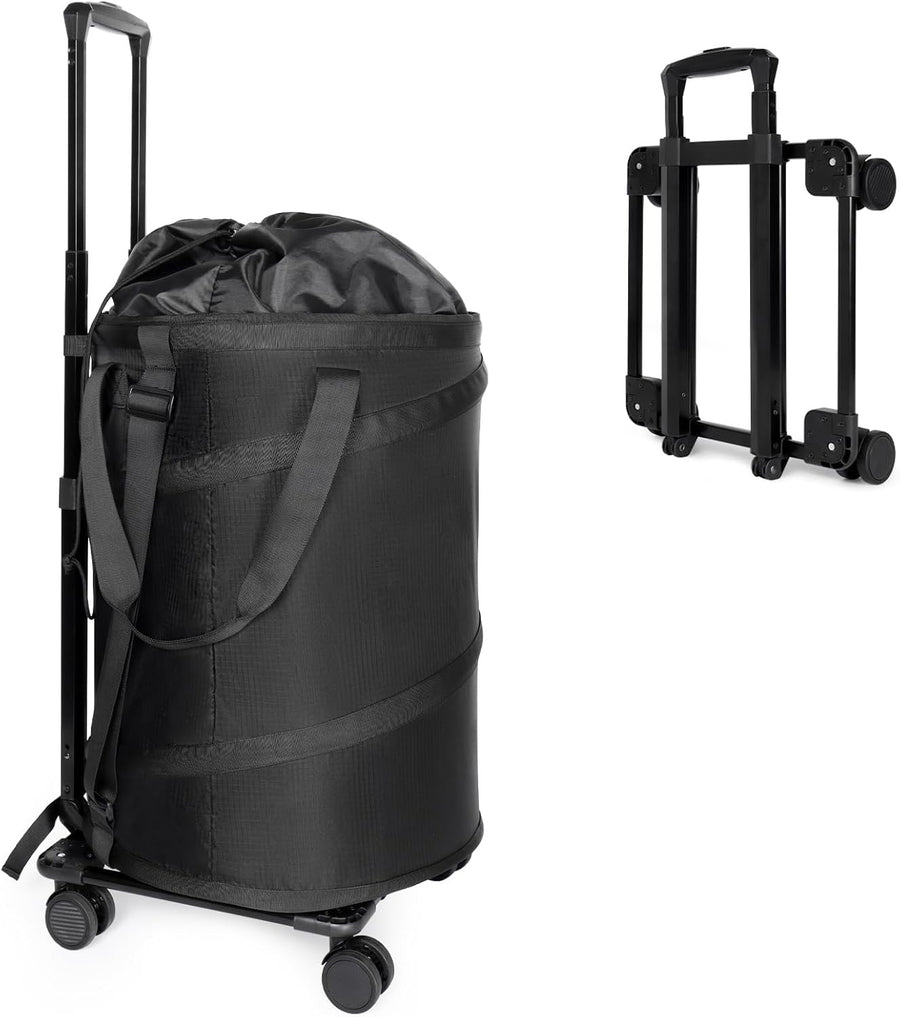 Large Rolling Laundry Hamper with Wheels Pop Up Clothes Basket Trolley Bag Black