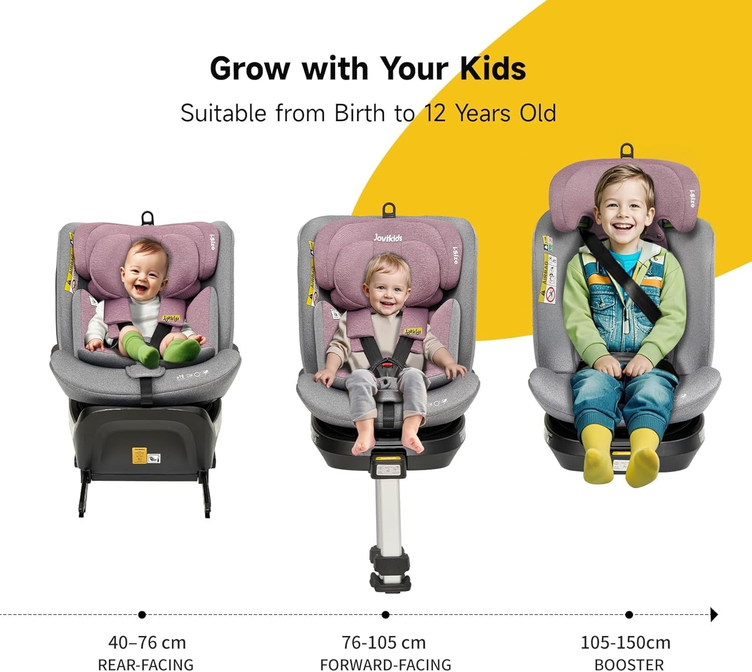 360° Rotating i-Size Baby Car Seat ISOFIX 40–150cm ERF Recline Safety