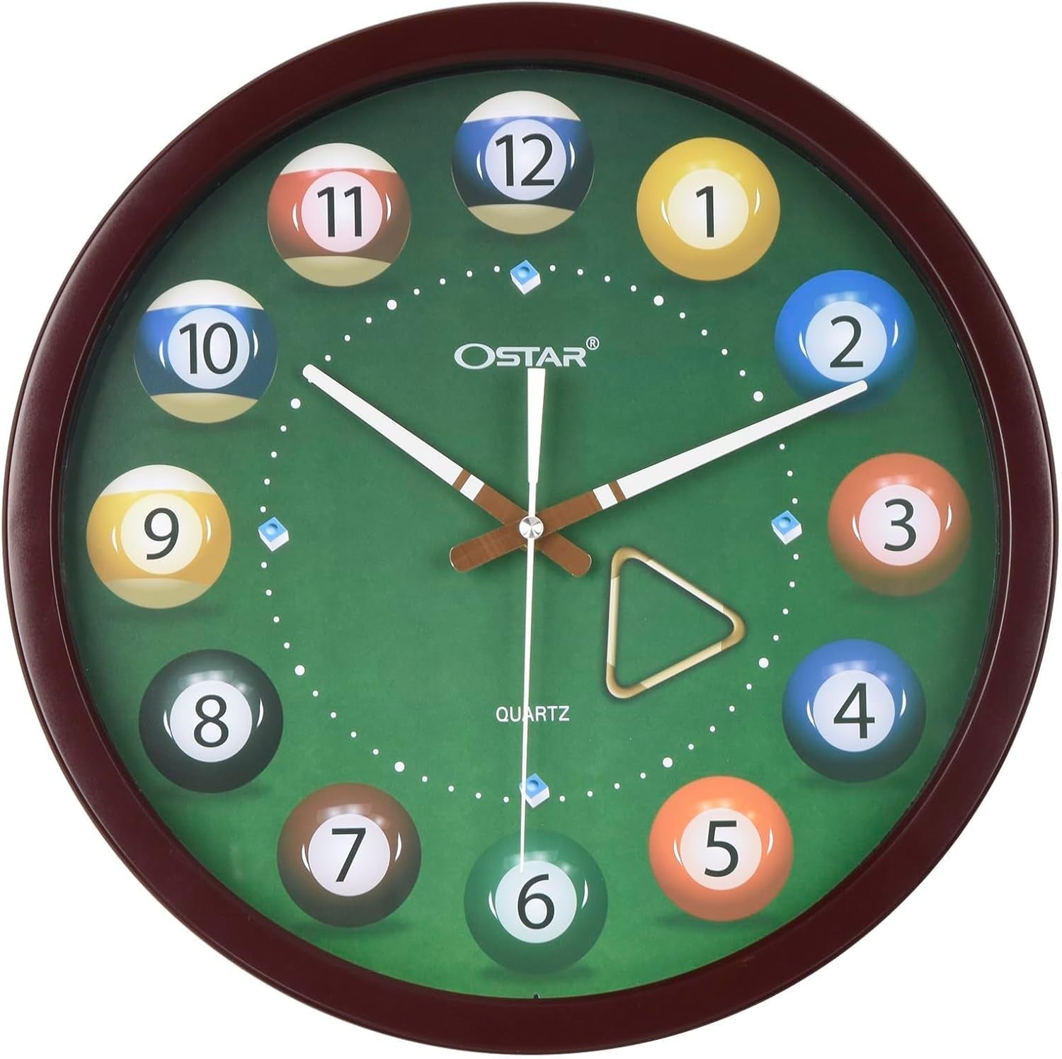 14" Pool Ball Wall Clock Billiards Theme Silent Quartz Bar Game Room Decor
