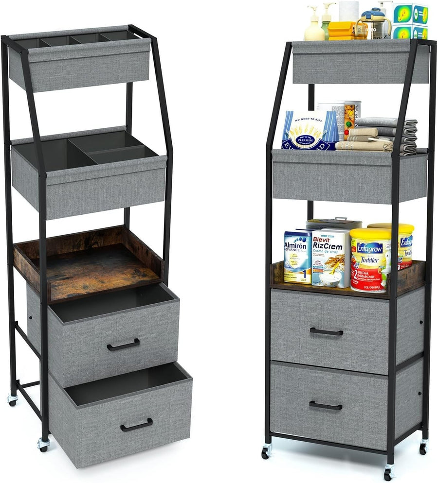 5 Tier Baby Diaper Caddy Organizer Cart Nursery Trolley with Wheels