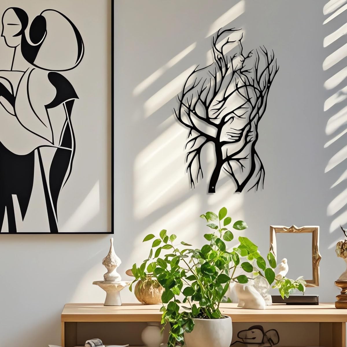 Metal Couple Tree of Life Wall Art Black Romantic