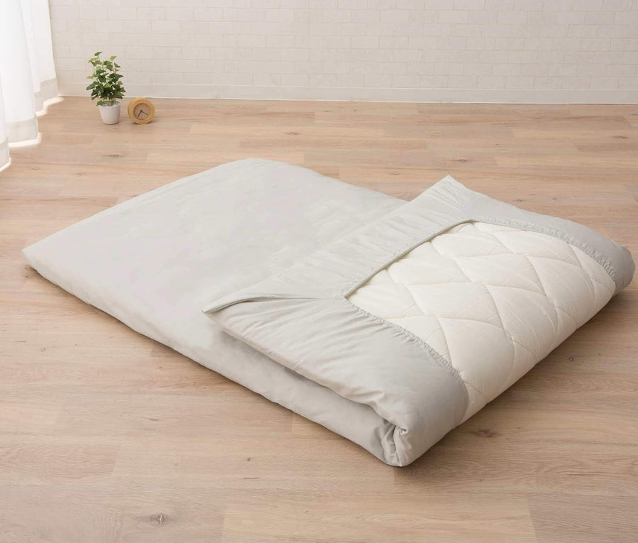 Foldable Floor Futon Mattress Queen 3-Layer Cotton Tatami Bed Firm - Gray