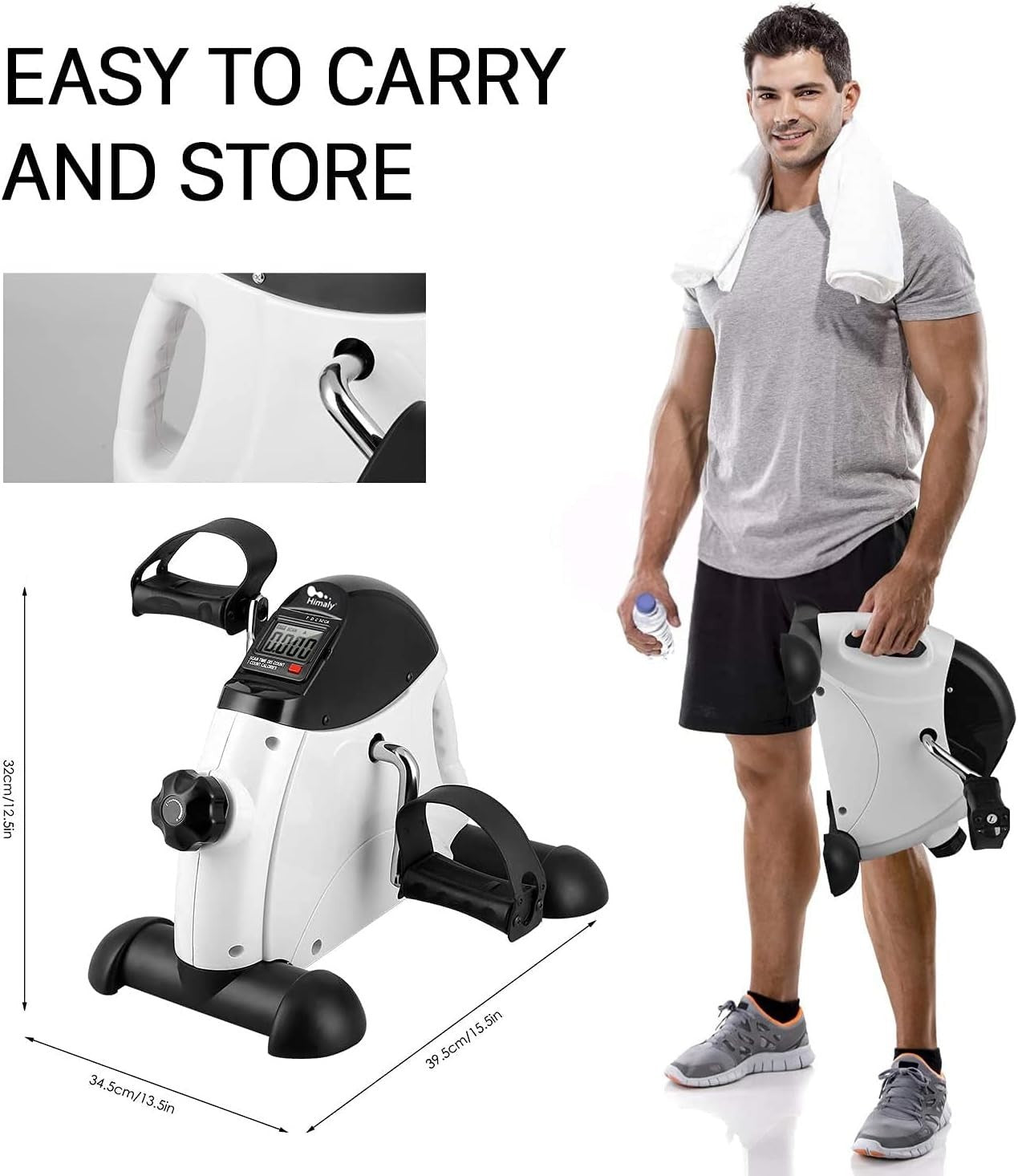 Mini Under Desk Pedal Exerciser LCD Adjustable Resistance Arm Leg Bike