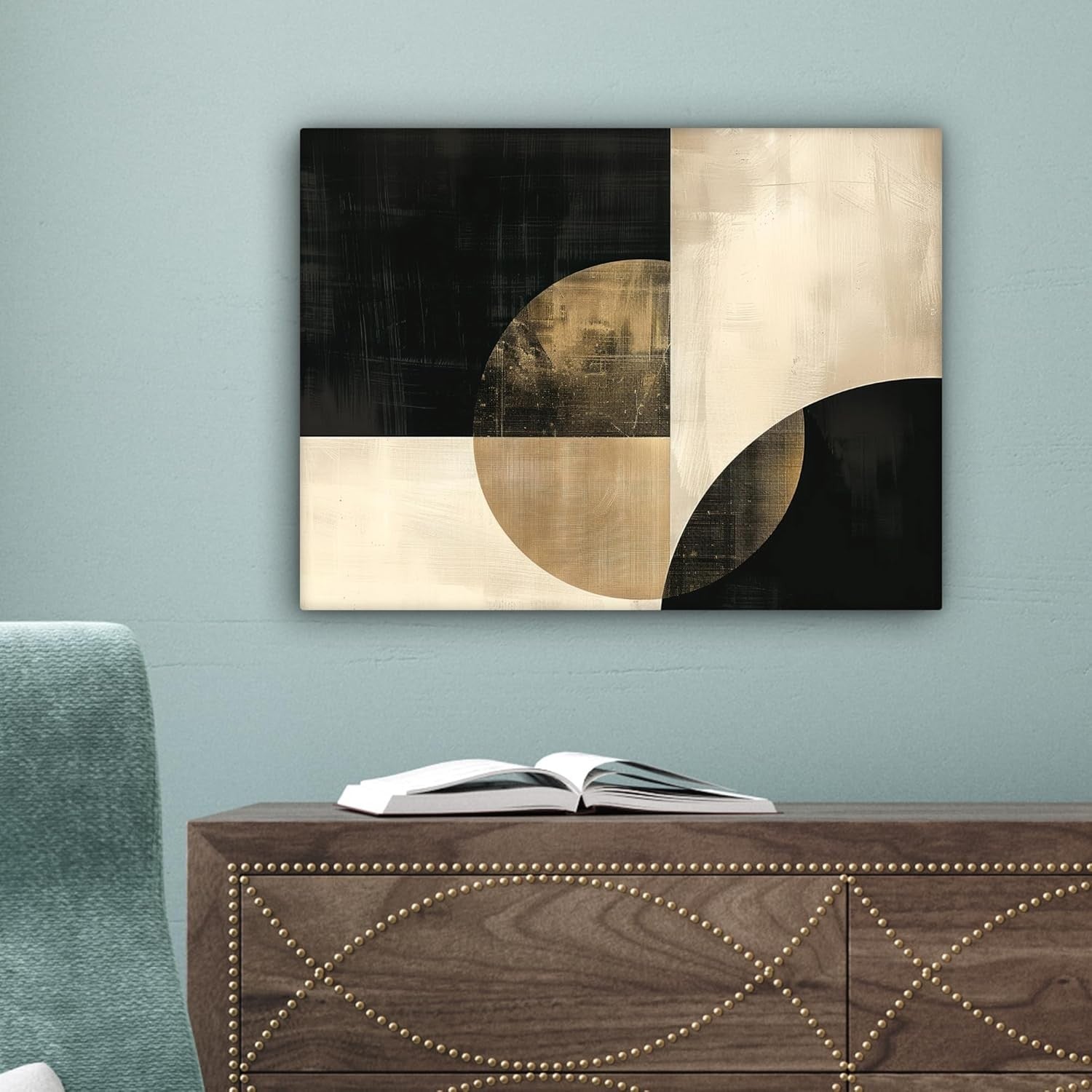 Black Gold Abstract Canvas Wall Art 40x30cm Framed Print