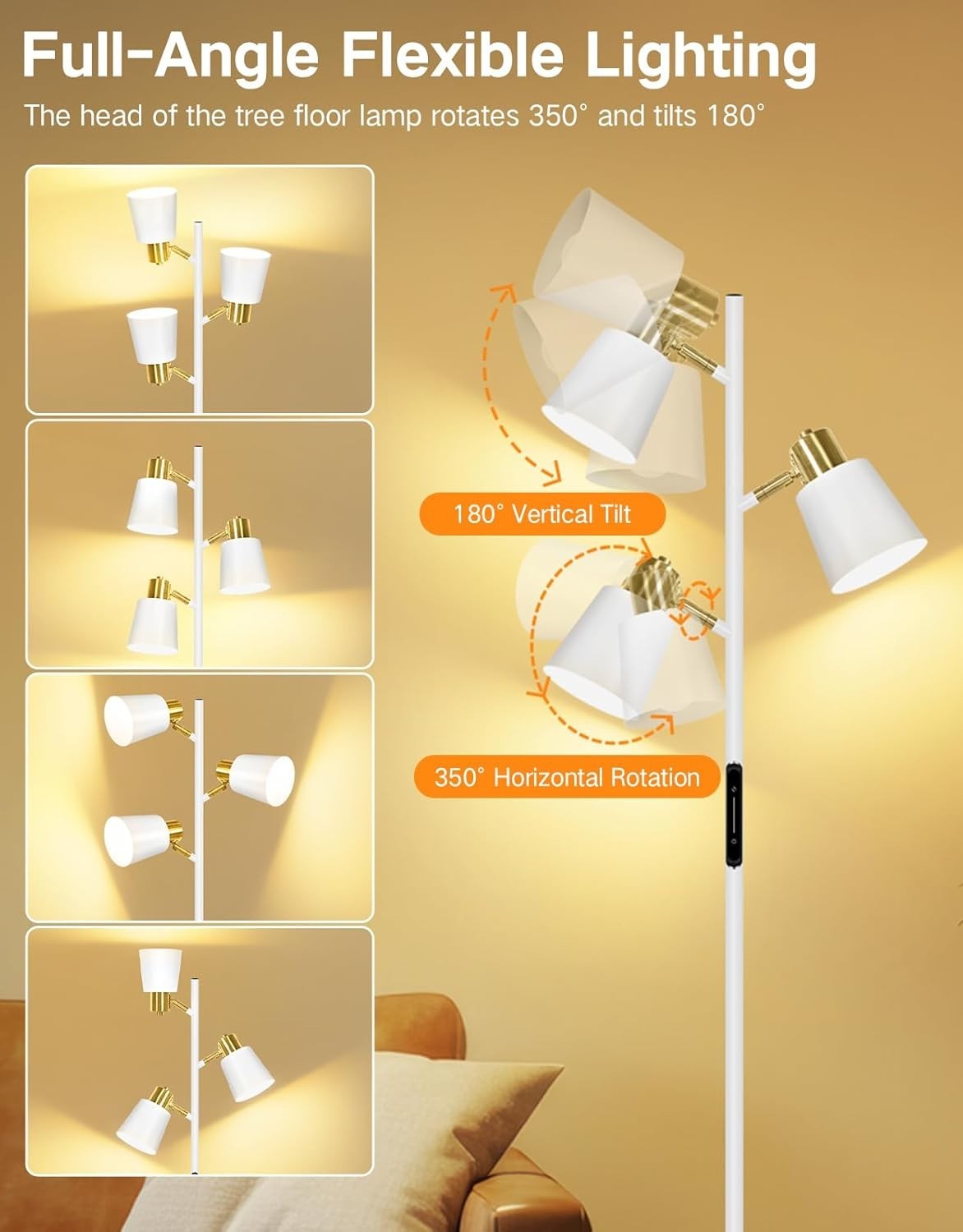 Dimmable LED Floor Lamp with Remote, 4 Color Temps, Adjustable & Sturdy