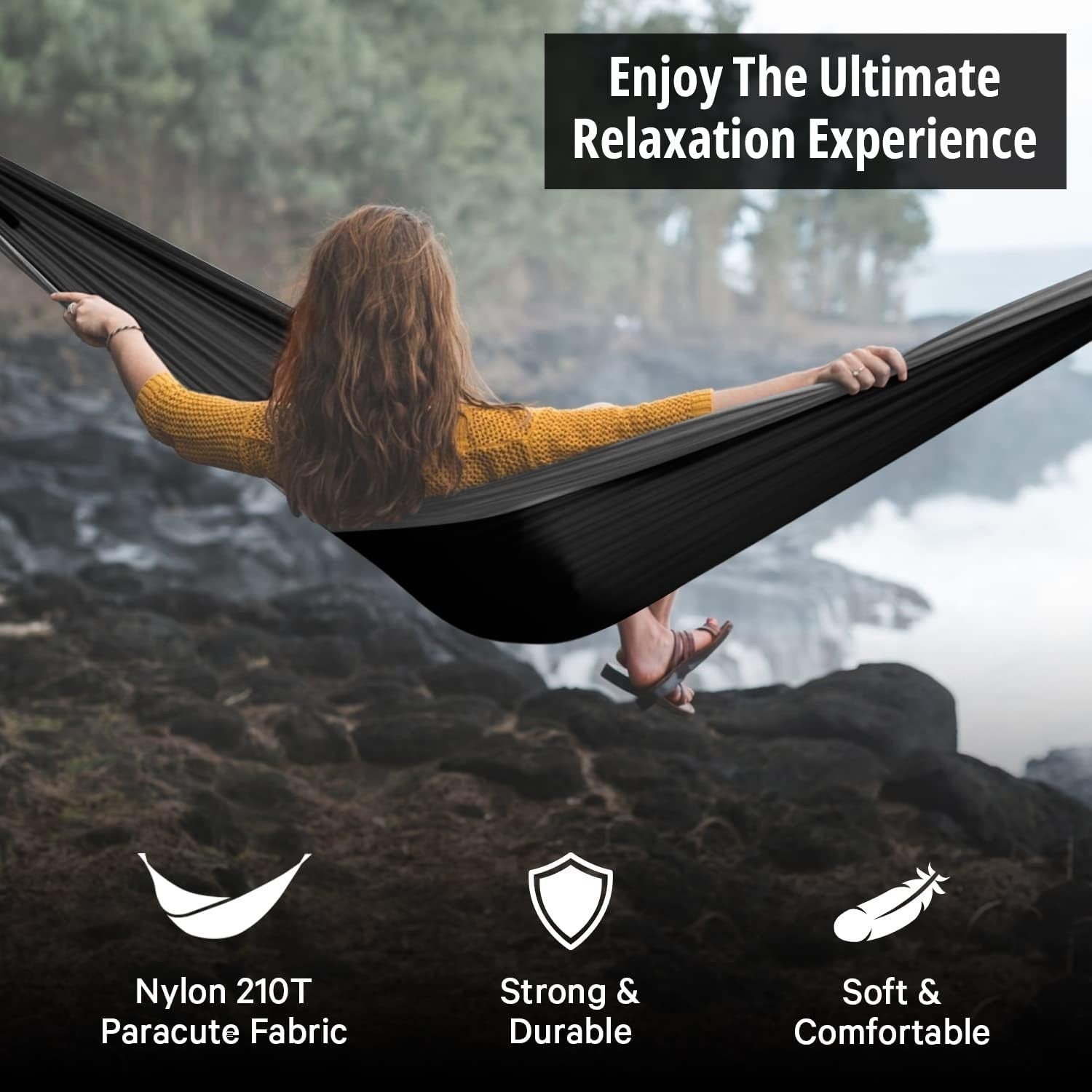 Single Camping Hammock | 108"x54" 400lb Portable Outdoor Travel Hammock