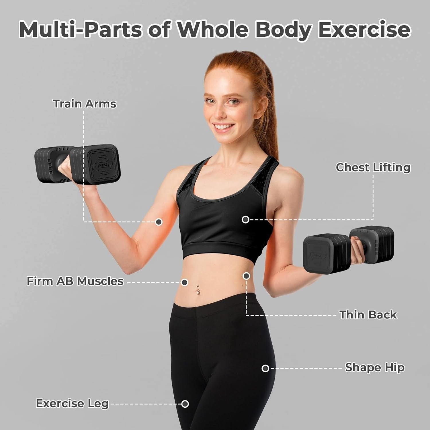 Adjustable Dumbbells Pair 5KG 4-in-1 Non-Slip Compact Home Gym