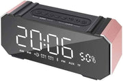 Pink Alarm Clock Radio FM Bluetooth USB Speaker LED Display Snooze Timer