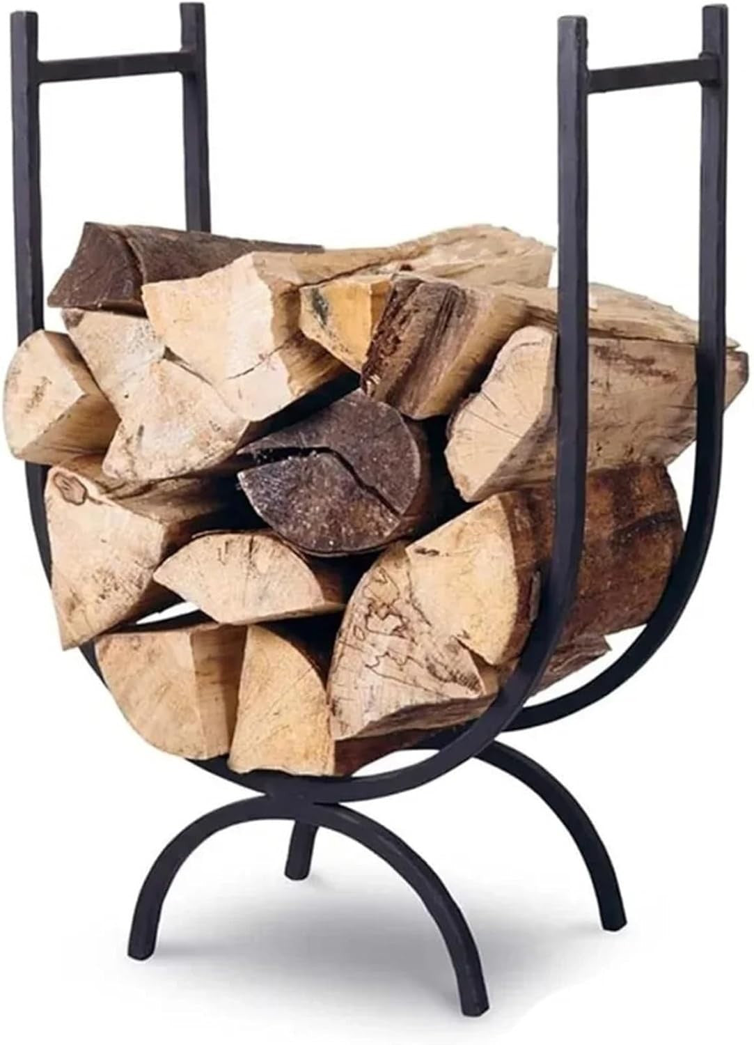 Firewood Log Holder Heavy Duty Indoor Outdoor Rack | Freestanding Iron Stand