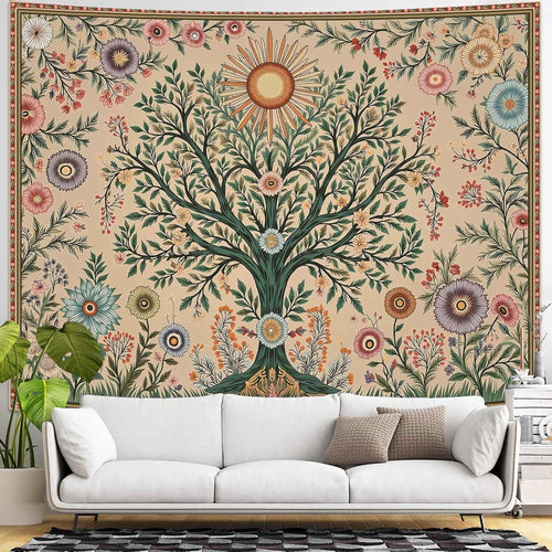 Chakra Tree Wall Tapestry 90x70" Boho Spiritual Bedroom Decor