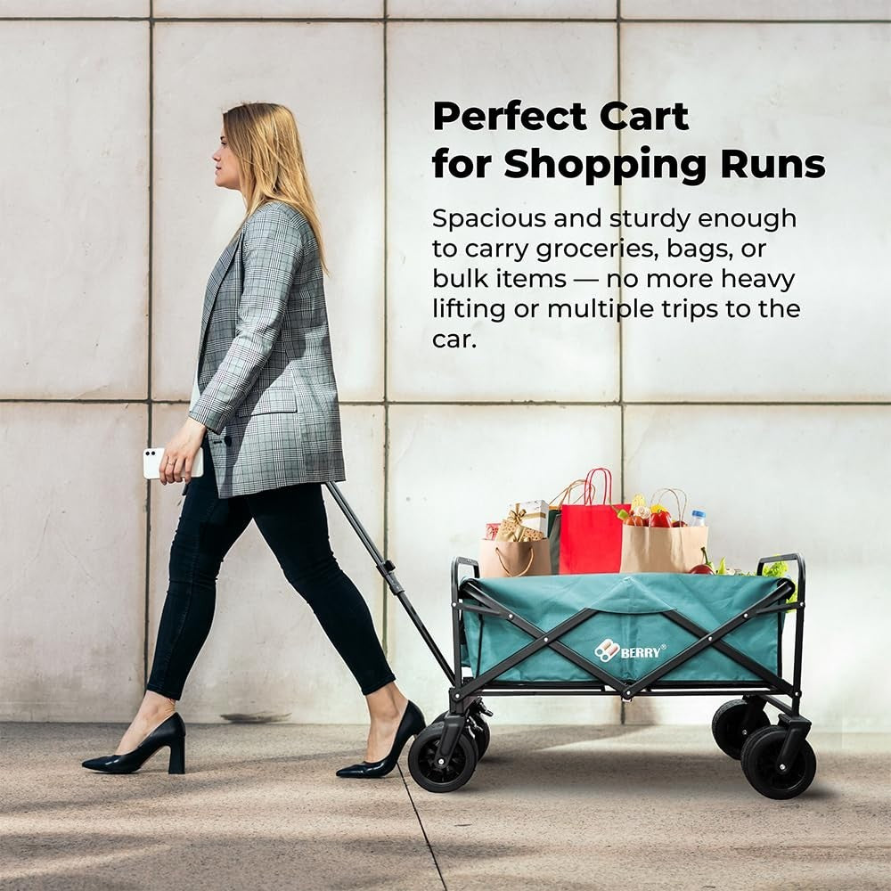 Heavy Duty Foldable Utility Wagon 150KG Beach Garden Cart with Wheels
