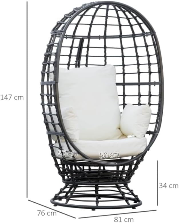 Luxury Rattan Egg Chair Outdoor Garden Patio Lounge Swivel Seat w/ Cushion