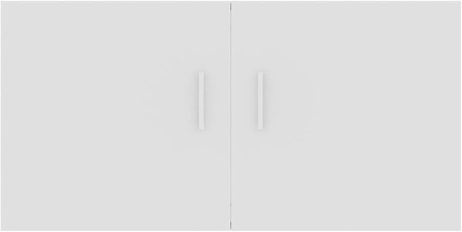 Space-Saving White Floating Wall Cabinet with Dual Doors & Practical Storage