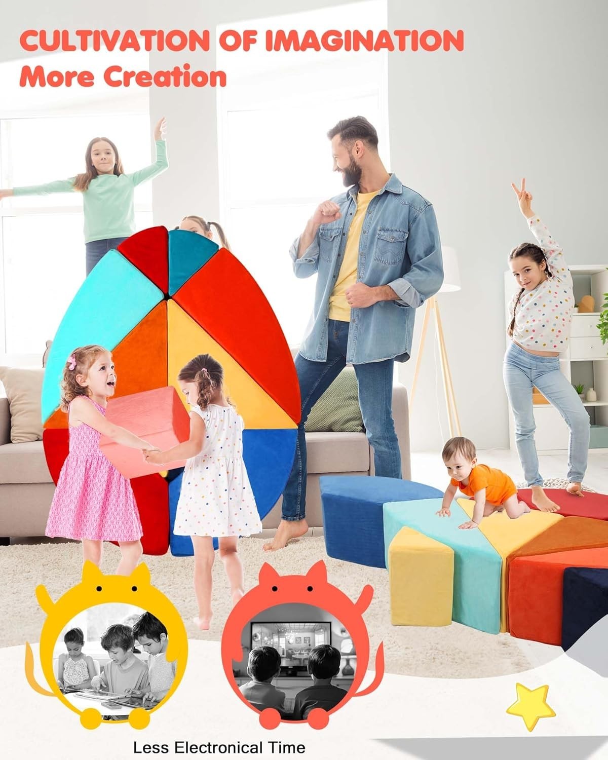 Kids Modular Egg-Shape Play Sofa with Ball Pit – Creative Puzzle Couch