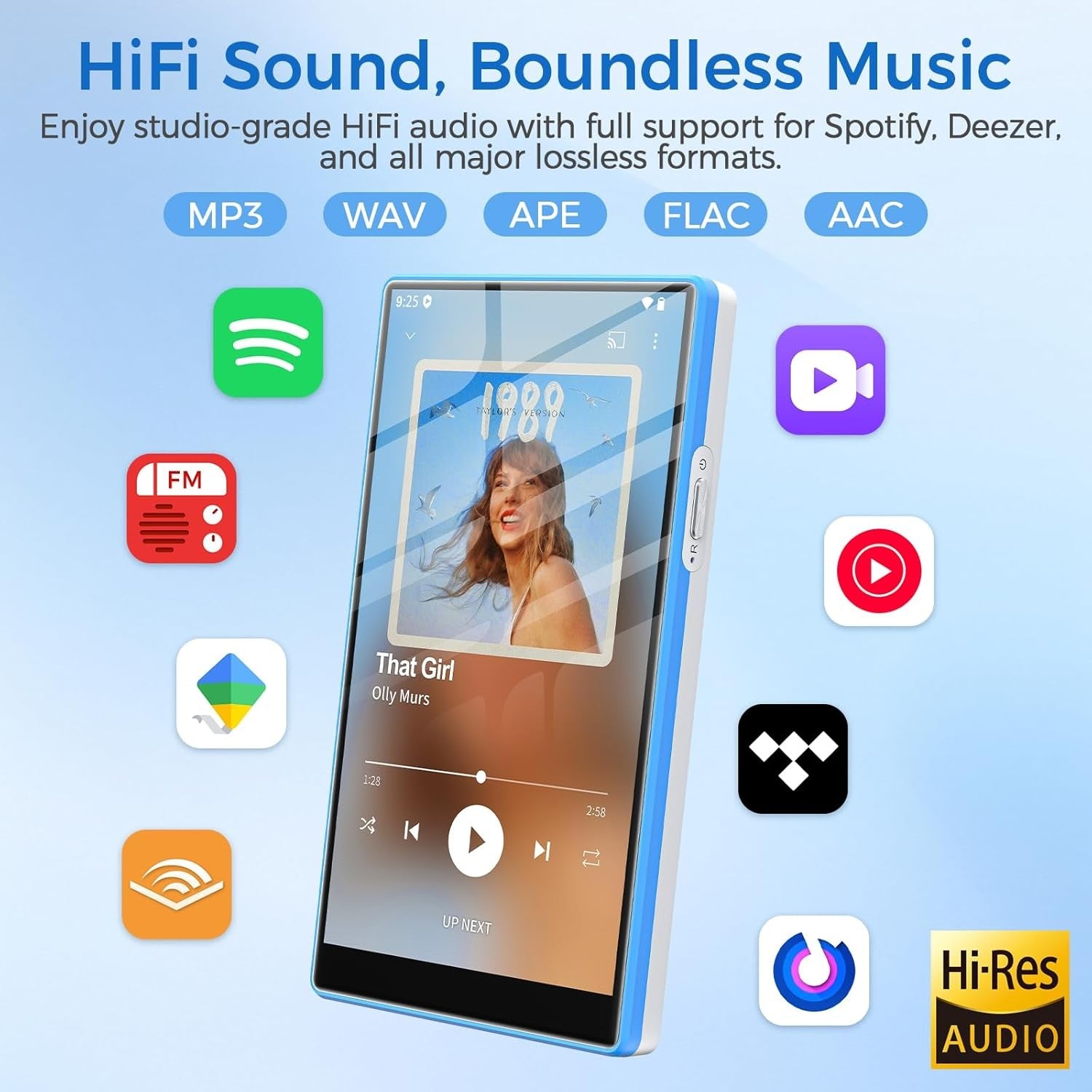 96GB MP3 Player Bluetooth WiFi Android Spotify Amazon Music P50