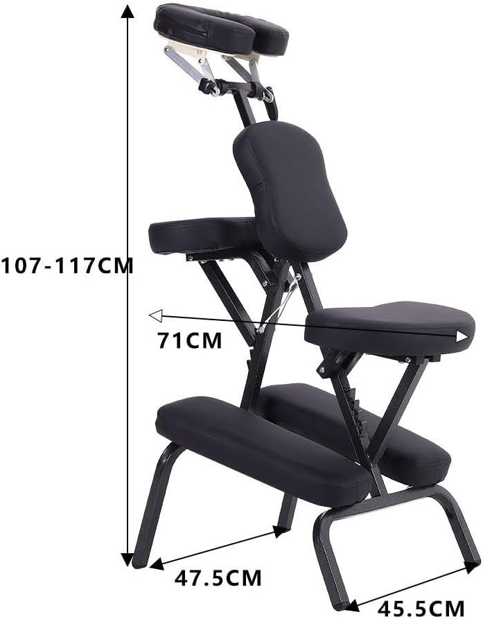 Portable Folding Massage Chair Adjustable Tattoo Beauty Spa Stool w/ Carry Case