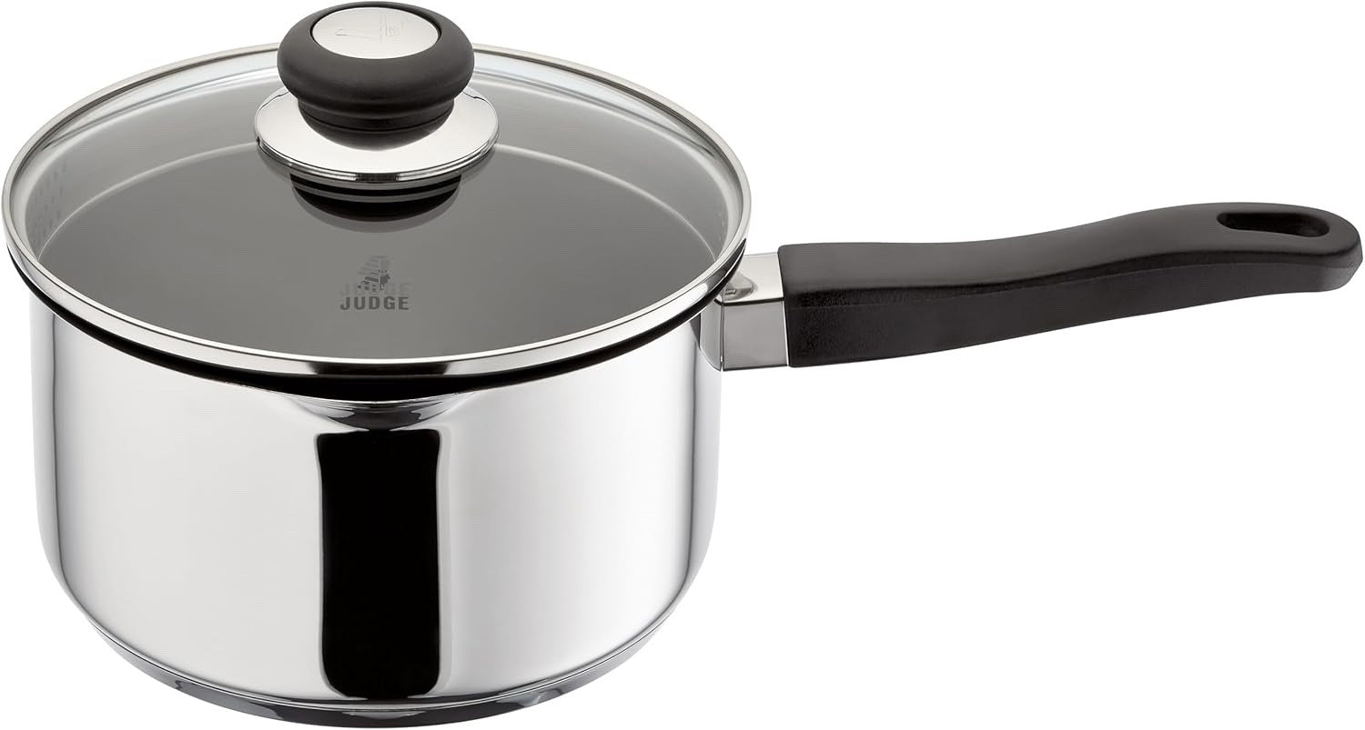 20cm Stainless Steel Saucepan with Strainer Lid & Pouring Lip, 3 L Capacity
