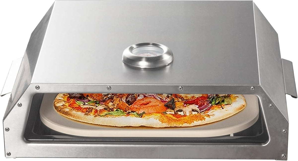 Portable Stainless Steel Pizza Oven | Outdoor BBQ Grill with Thermometer