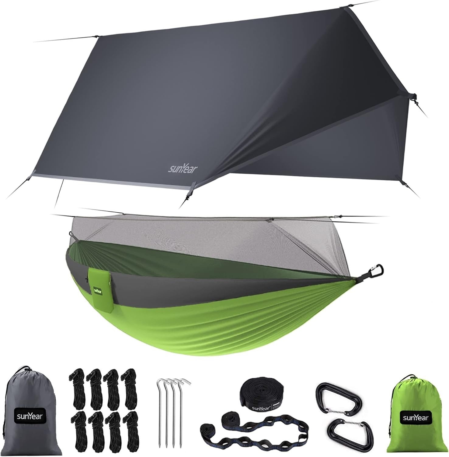 Camping Hammock Tent with Rain Fly | Double Bug Net Hammock | Portable Hiking