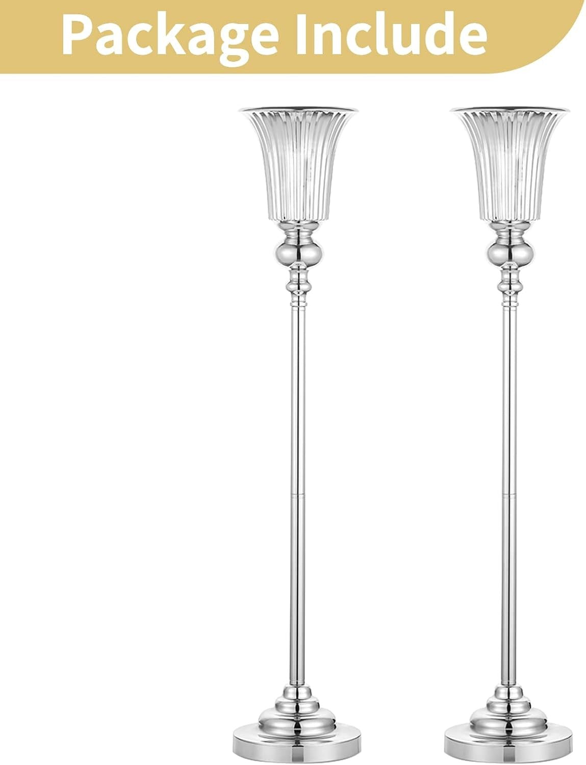 Gold Wedding Table Centrepiece Trumpet Vase Stands 77.5cm Set of 2