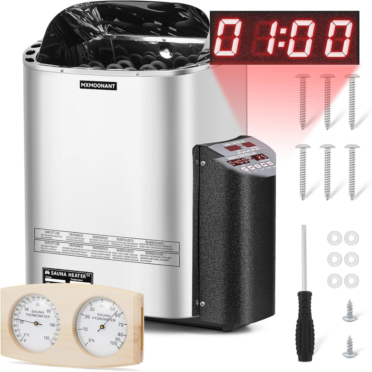 6KW Electric Sauna Heater – Digital Control Stove w/ Hygrothermograph, 220V
