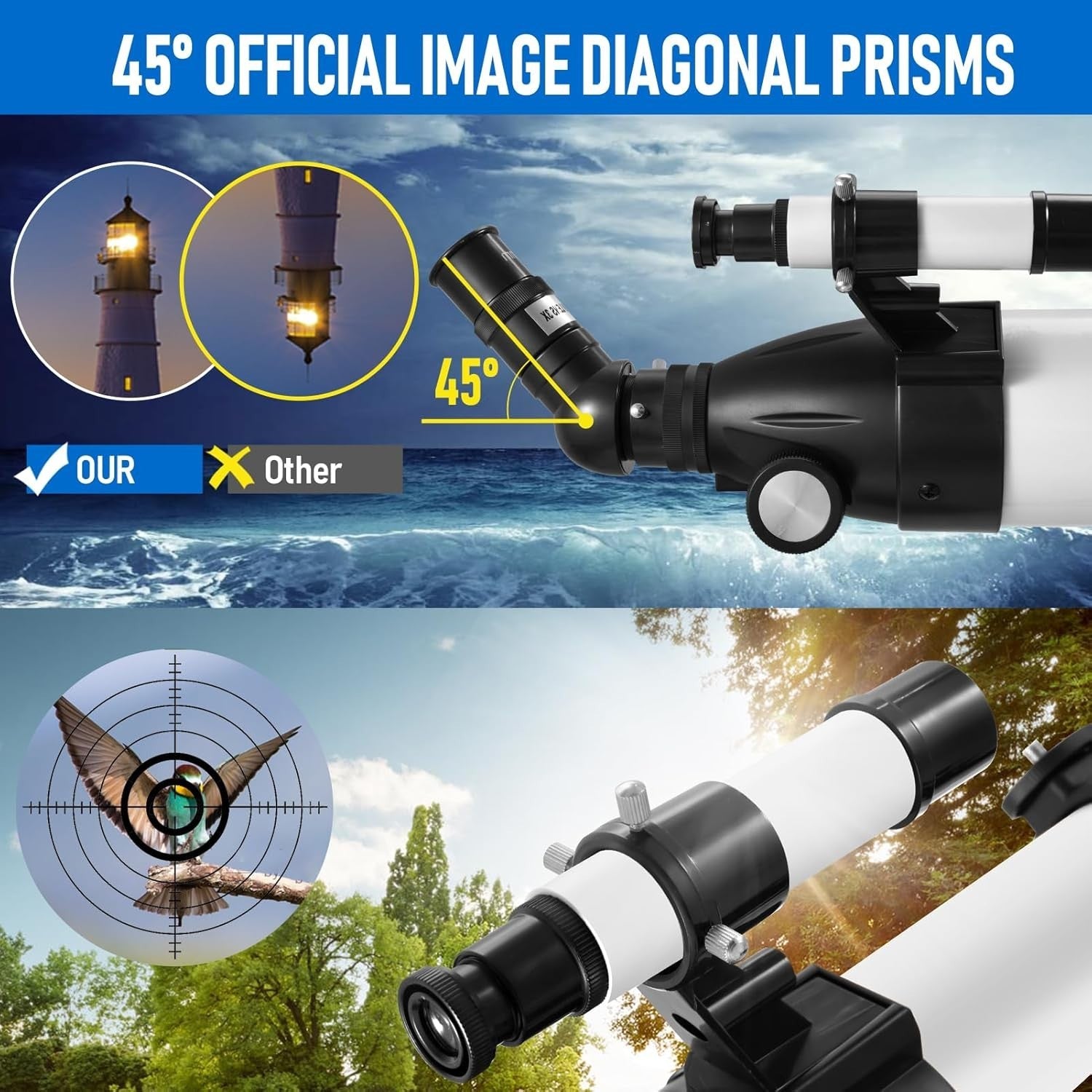 90mm Refractor Telescope for Adults & Kids, 675X Magnification, Tripod