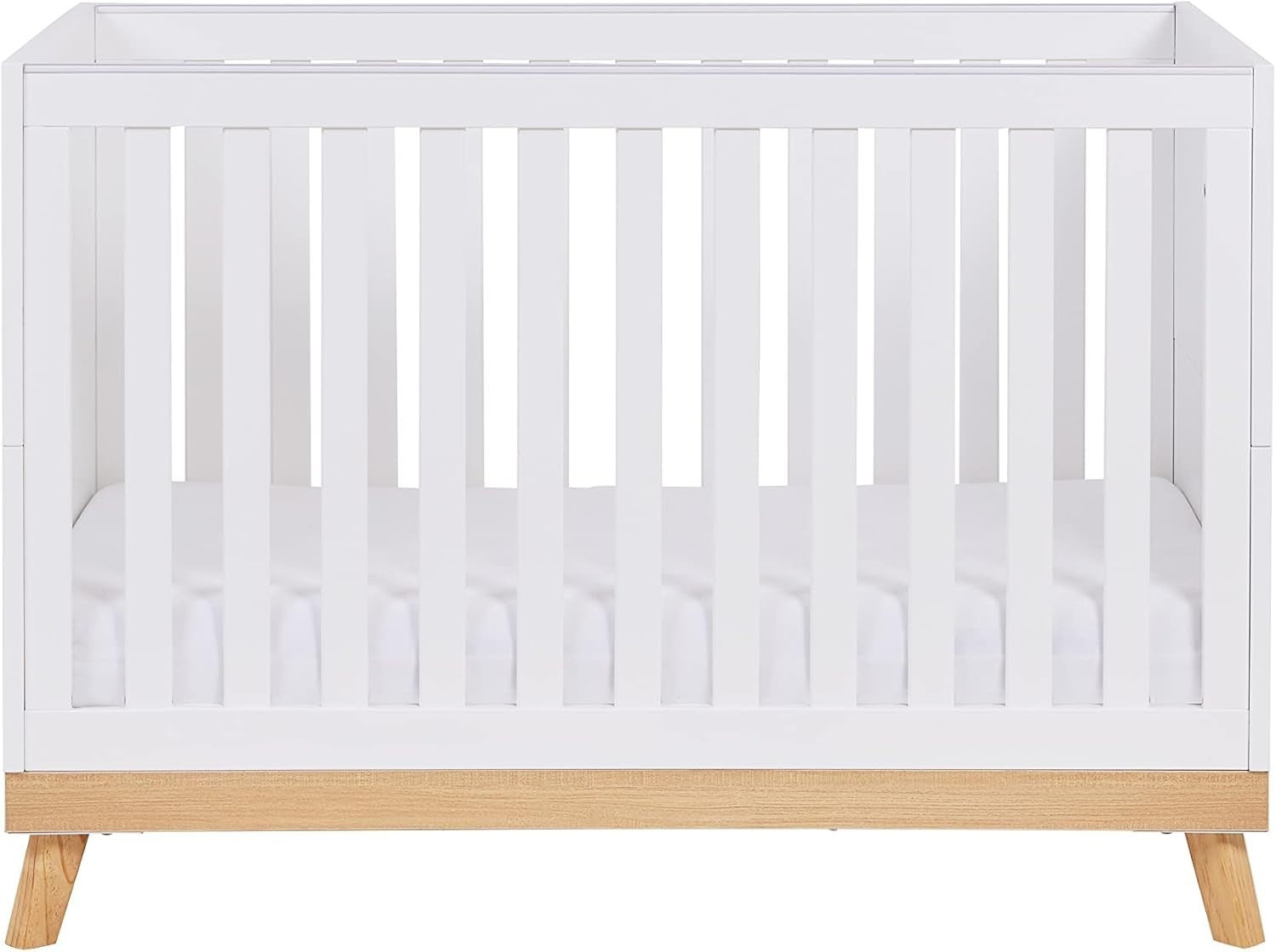 Convertible White Baby Cot Bed 3 Height Adjustable Toddler Bed 125x66x89 cm