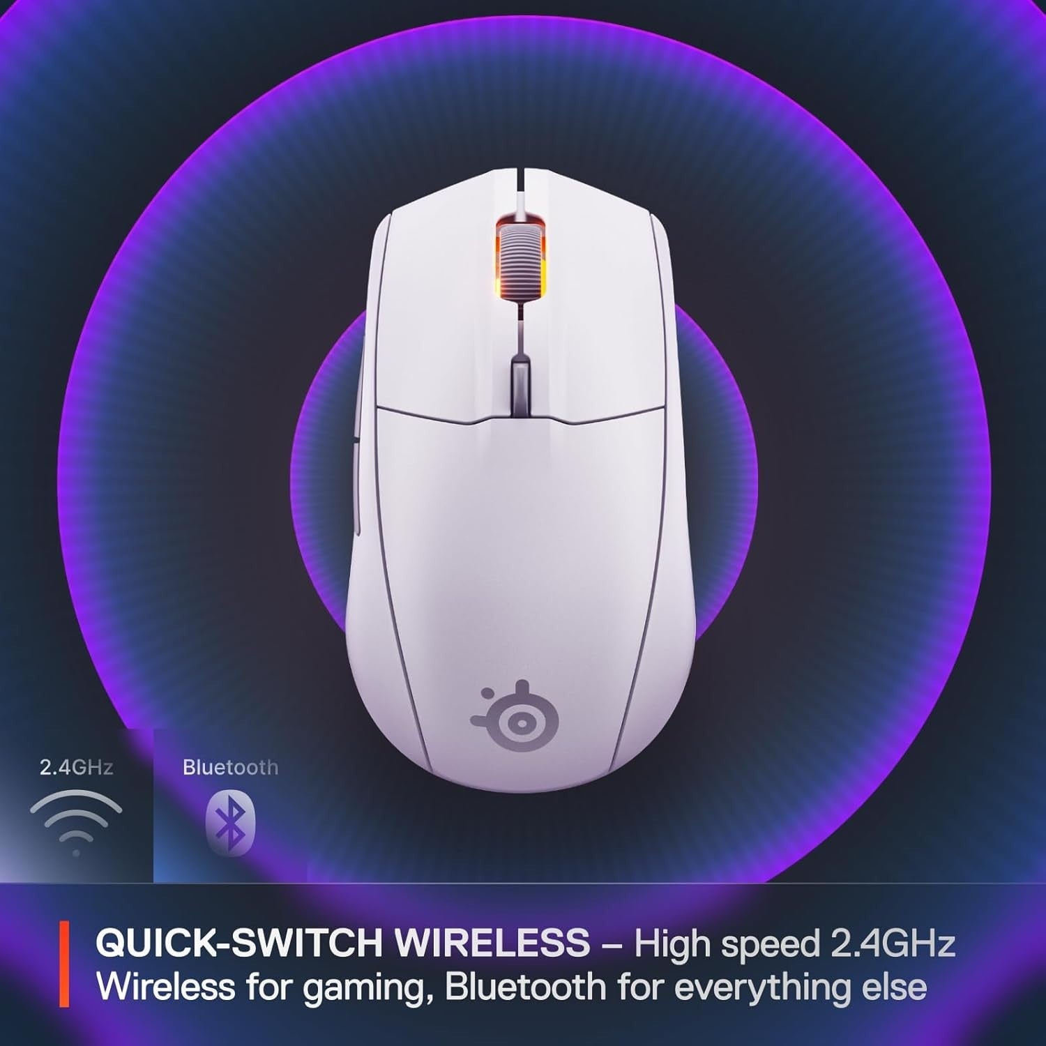 Wireless Gaming Mouse 18000 DPI Bluetooth 2.4GHz 60M Click White