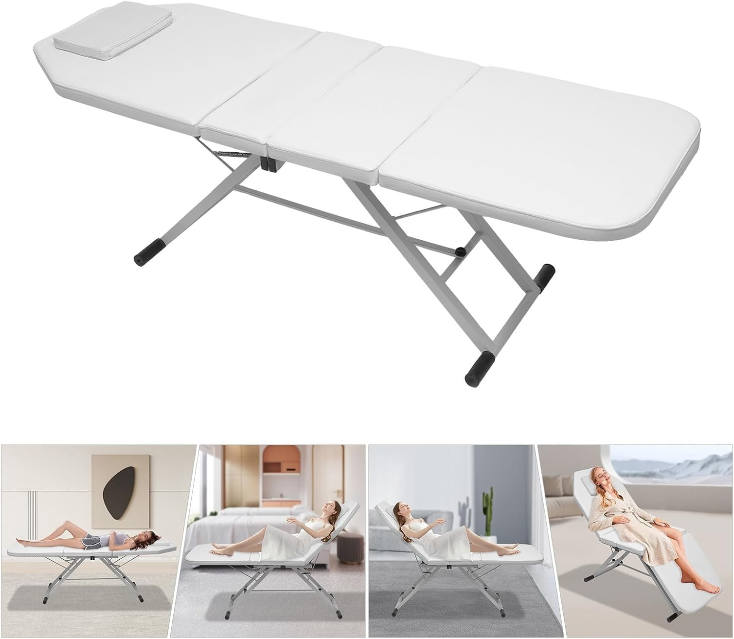 Foldable Portable Massage Bed Adjustable Beauty Salon Lash Tattoo Table 182cm