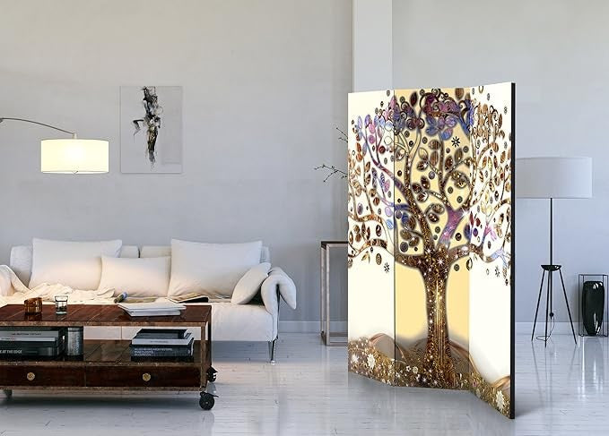 Elegant Tree Art Room Divider 135×172cm 3-Panel Privacy Foldable Screen