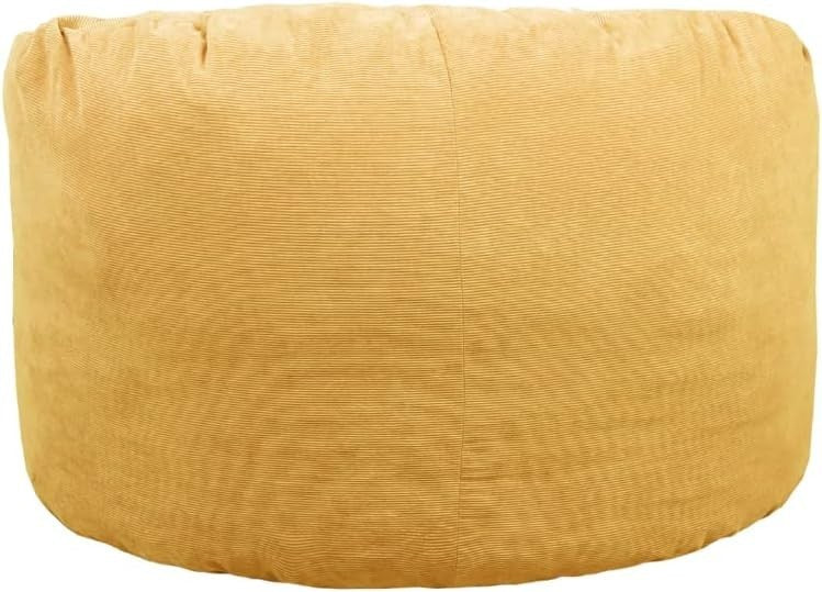 Yellow Corduroy Bean Bag Chair – Adult Lounge Seat, 100cm Foam Filled