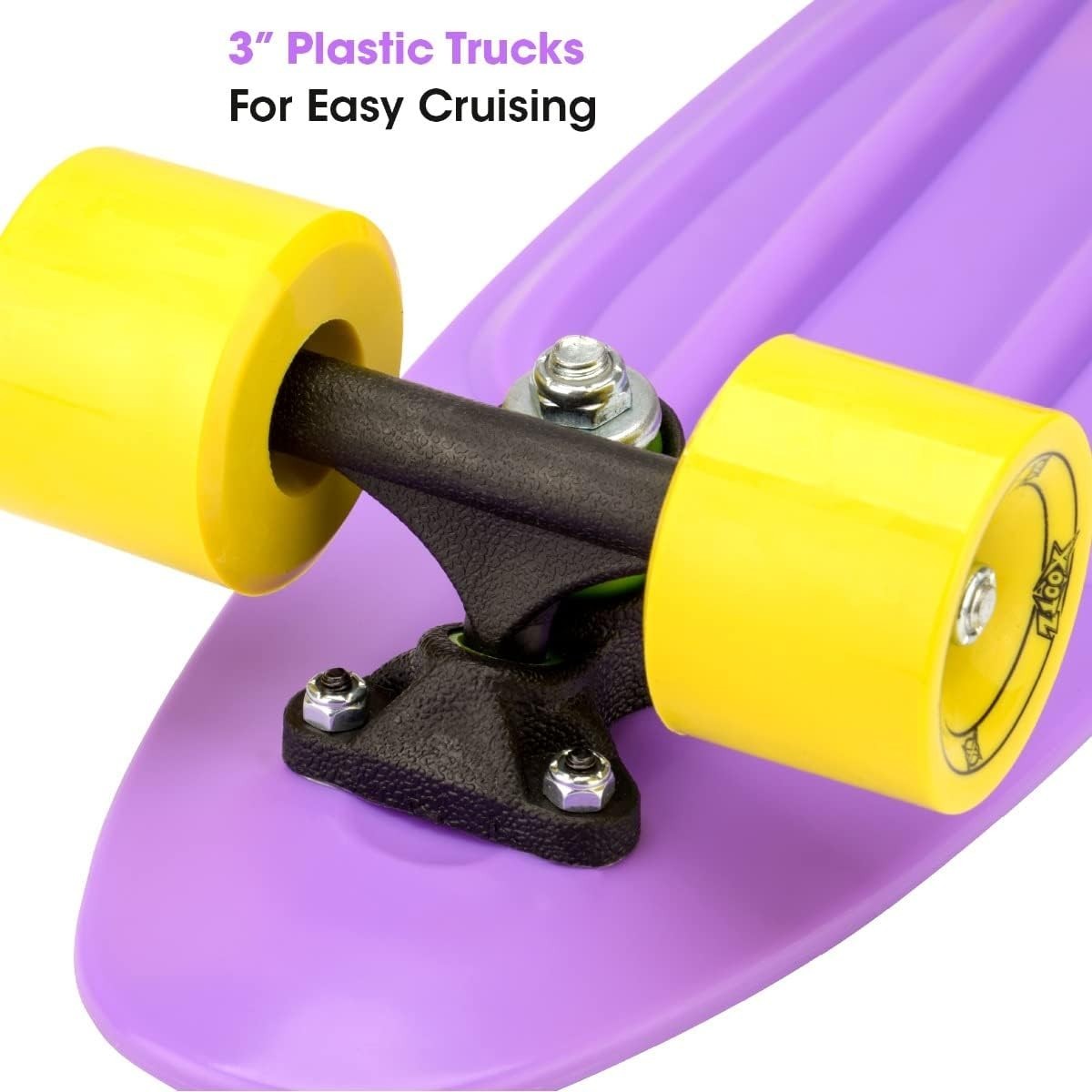 Kids 22" Retro Cruiser Skateboard Mini Plastic Single Kick Beginner Pink
