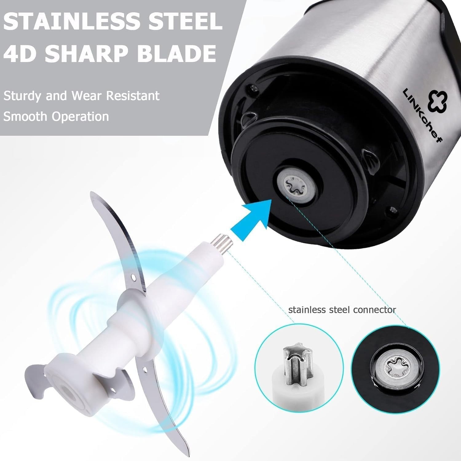 Electric Food Chopper 400W 1.2L Steel Bowl Mini Meat Onion Grinder