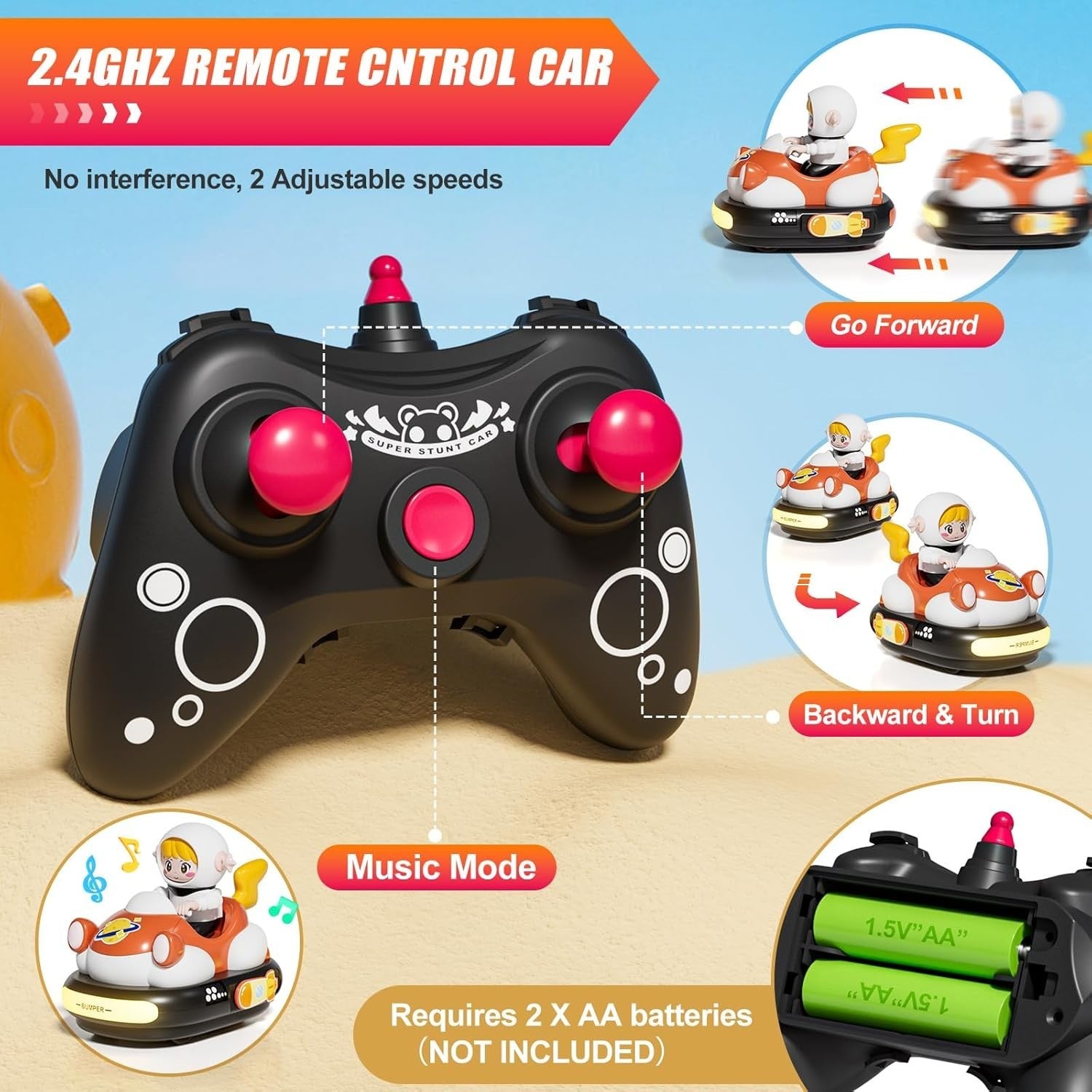 RC Bumper Car Toy with Lights & Music for Kids 3-8 | Remote Control Fun