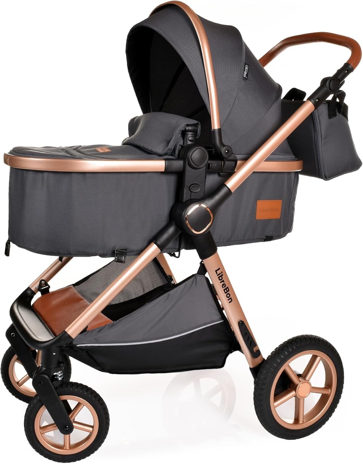 3 in 1 Baby Travel System Lightweight Pram Pushchair Foldable Stroller Grey